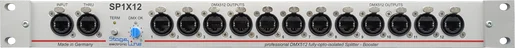 Als Splitter/Booster kann der SP218U-XL wahlweise eine DMX512 Linie auf acht Ausgänge verstärkt wiedergeben oder zwei unabhängige DMX512 Linien auf jeweils vier Ausgänge verstärkt wiedergeben.